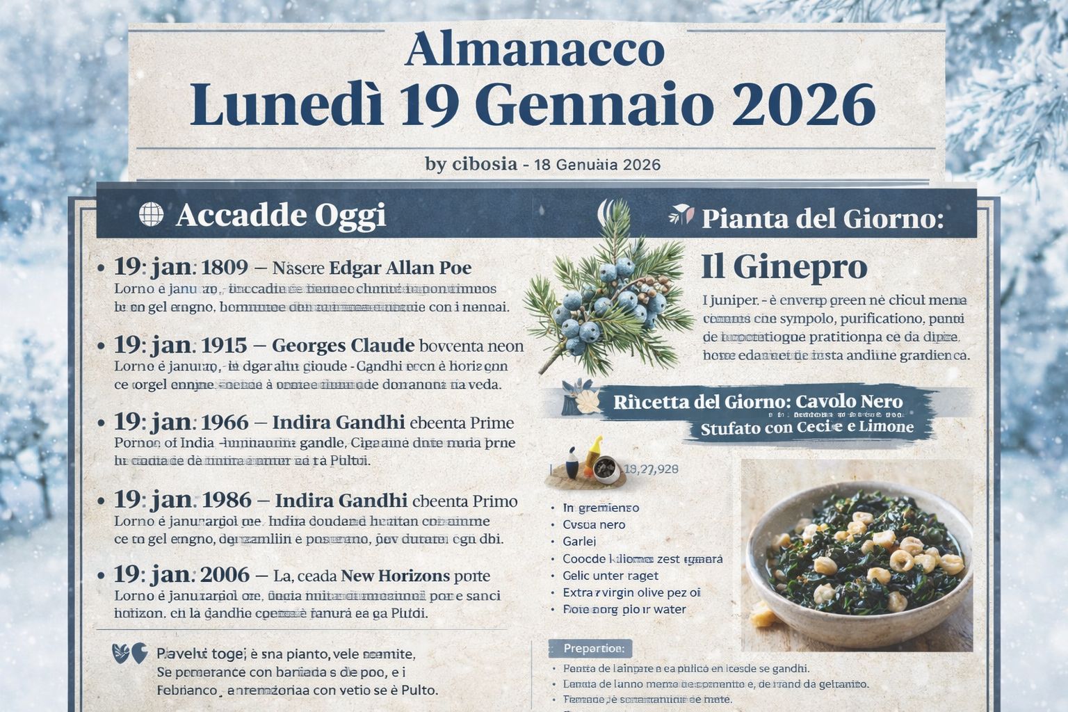 Almanacco Lunedì 19 Gennaio 2026