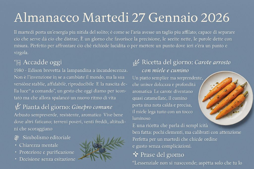 Almanacco Martedì 27 Gennaio 2026