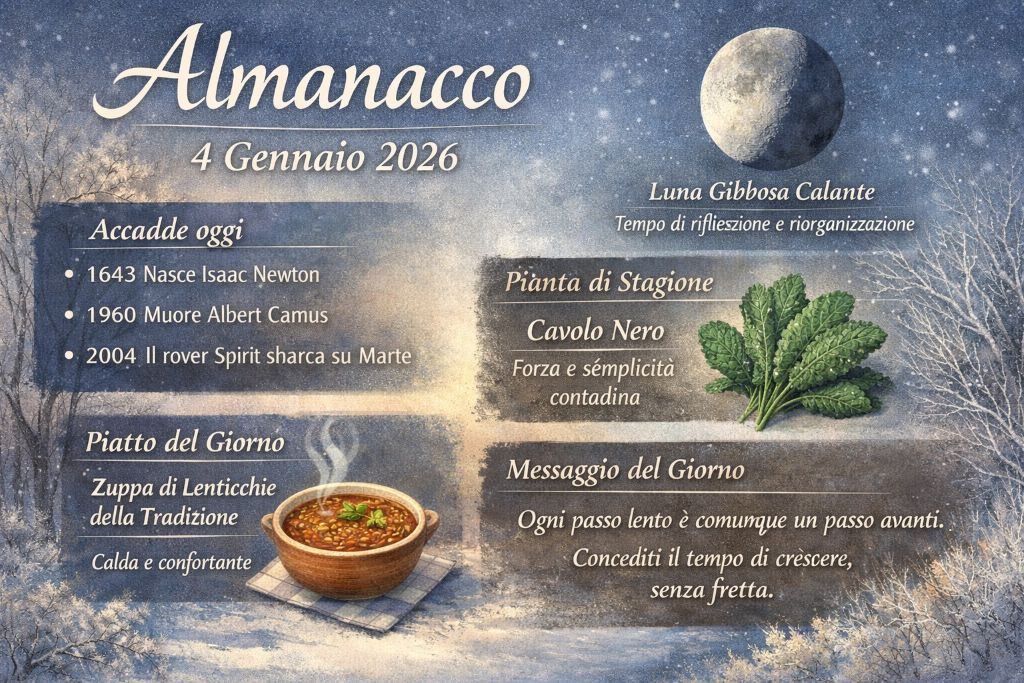 almanacco domenica 4 gennaio 2026 da Cibosia.it almanacco domenica 4 gennaio 2026