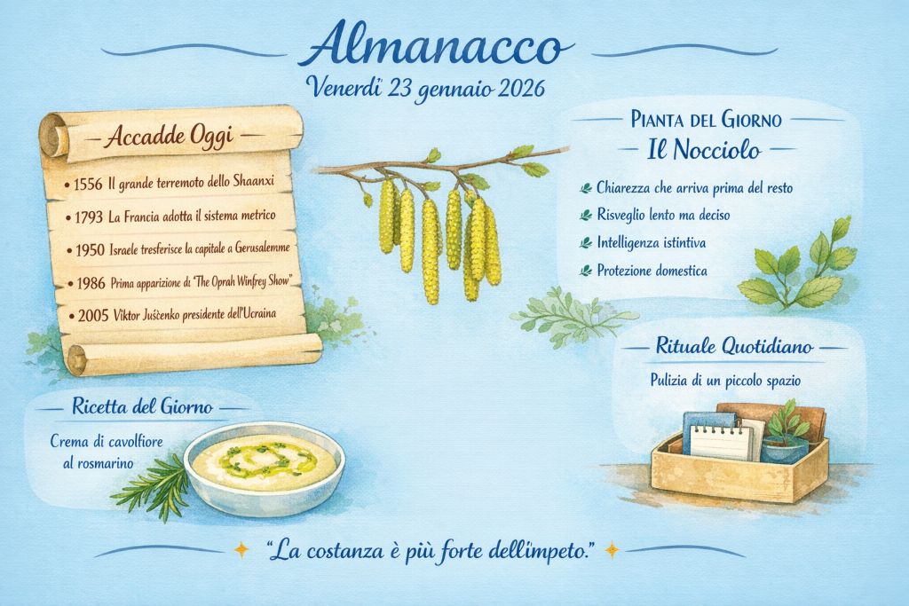 almanacco venerd236 23 gennaio 2026 da Cibosia.it almanacco venerd236 23 gennaio 2026