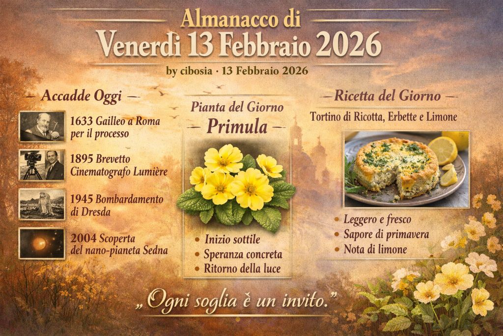 Almanacco di Venerdì 13 Febbraio 2026 Almanacco di Venerdì 13 Febbraio 2026