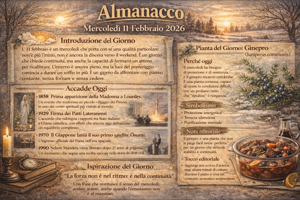 Almanacco di Mercoledì 11 Febbraio 2026